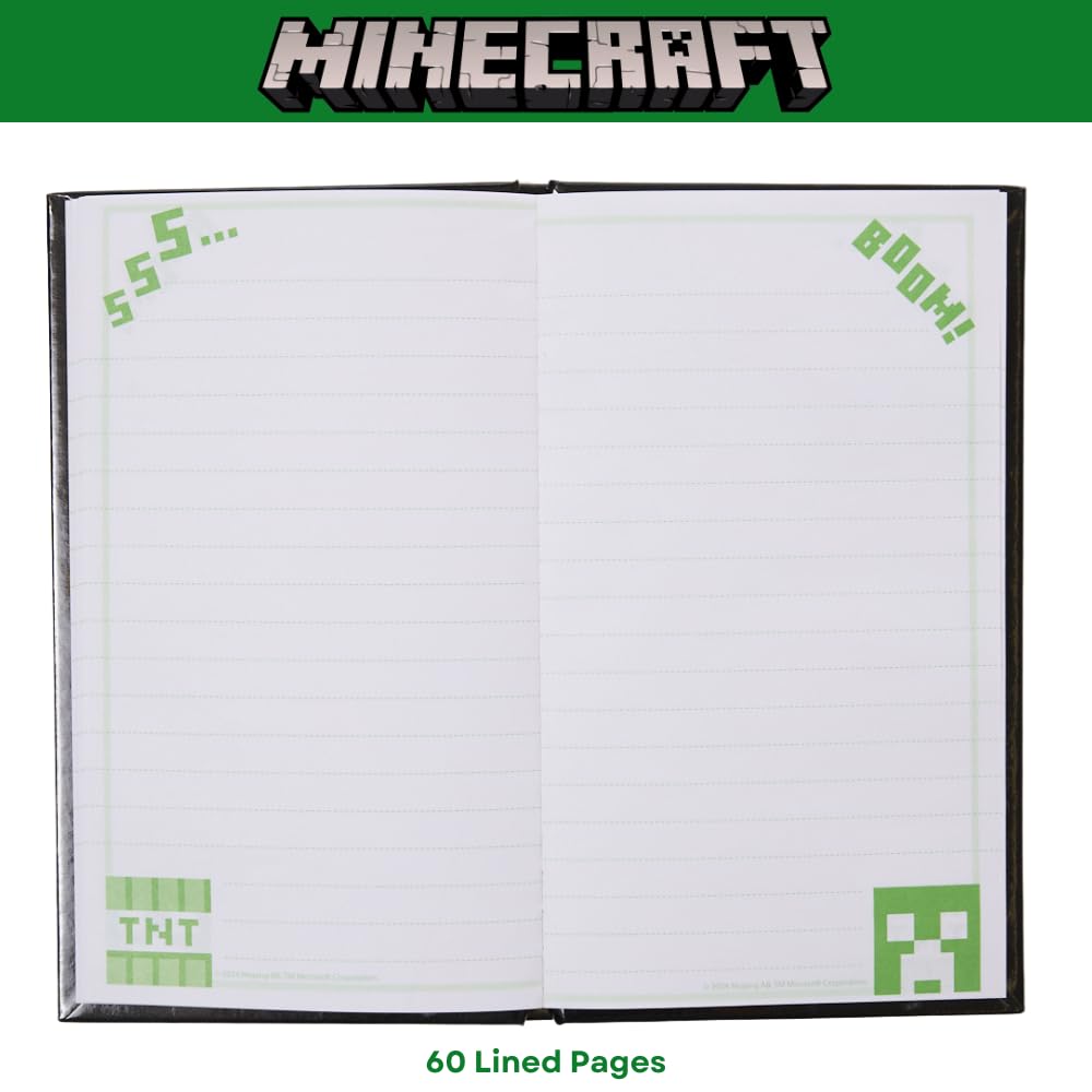 Innovative Designs Minecraft Stationery Set for Kids, Minecraft Journal, Stickers, Ballpoint Pen, Sticky Tabs, 60 Lined Pages