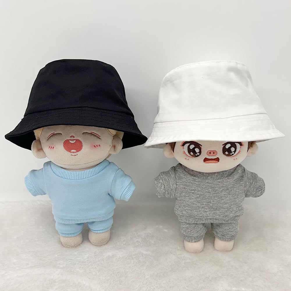 niannyyhouse 10cm 15cm 20cm Plush Doll Accessories Solid Fisherman's Hat Multiple Colors Soft Stuffed Plush Toy Dress Up (a1, 20cm)