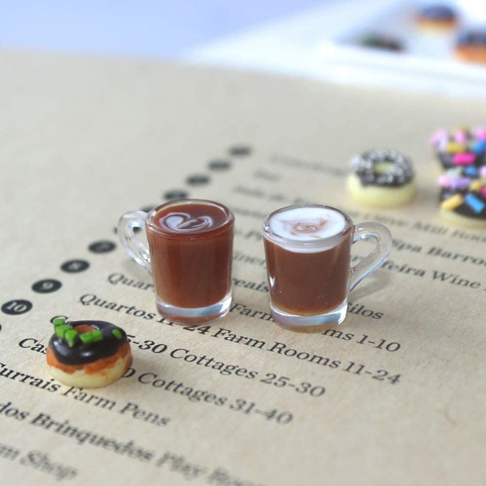 2Pcs Miniature Coffee Cups Model Dollhouse Ornament Dollhouse Decoration Mini Doll House Decor Accessories