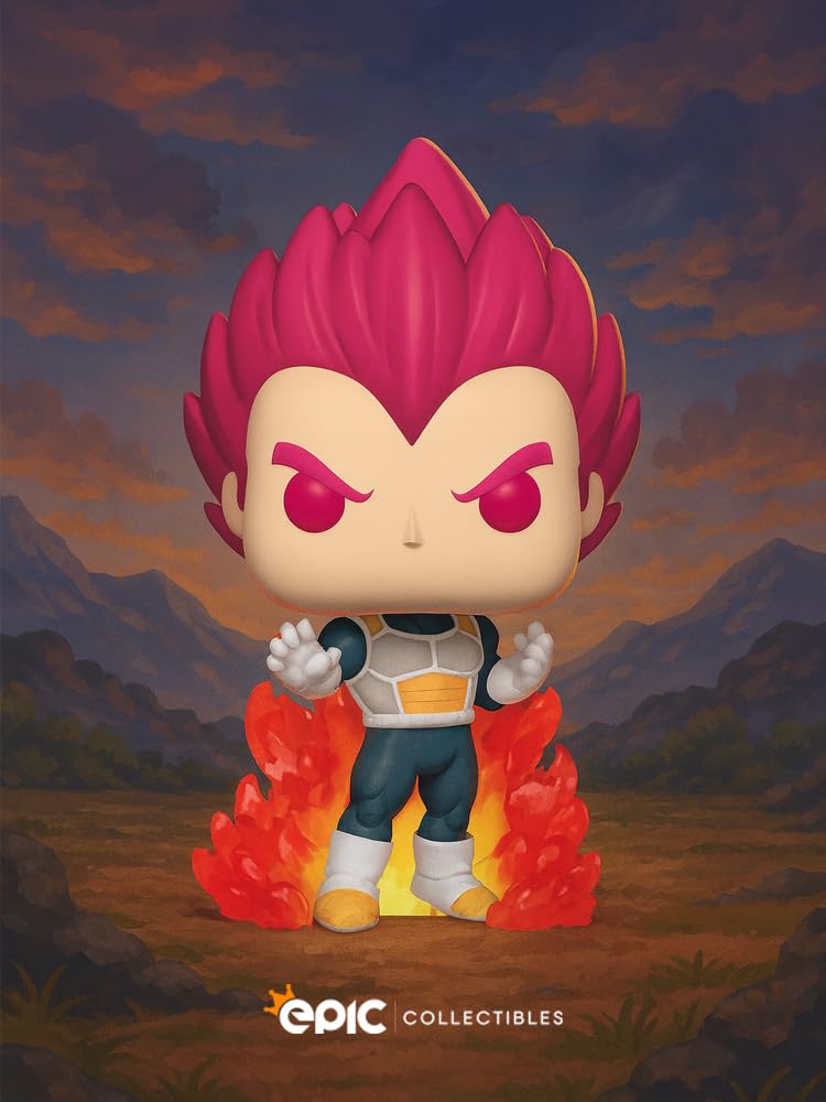 Epic Collectibles Pop Anime: Dragonball Broly - SSG Vegeta (Super Saiyan God) Vinyl Figure Bundled with Box Protector Compatible for Funko
