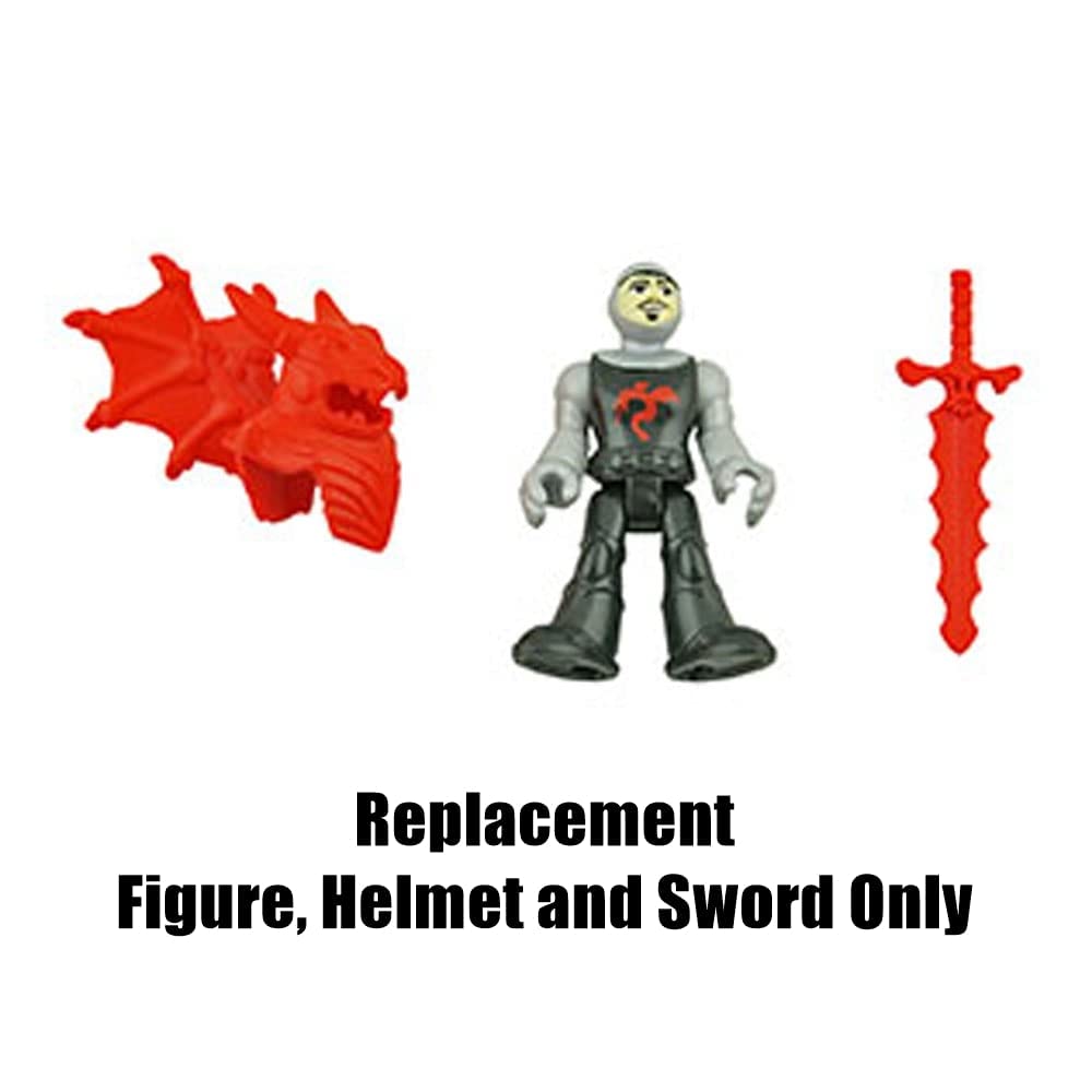 Imaginext Replacement Parts for Fisher-Price Blazing Battler's Dragon Playset - HCG66 ~ Replacement Figure in Black and Silver, Helmet and Sword