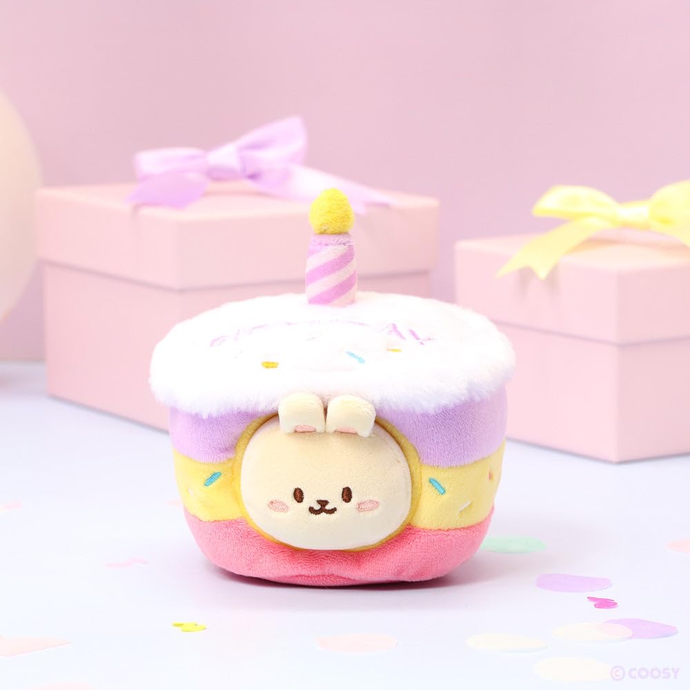 Anirollz Birthday Cake Oufitz Bunniroll Mini Plush - Soft & Cuddly Stuffed Bunny, Cute Collectible Gift for Plush Lovers, 4” Small & Adorable