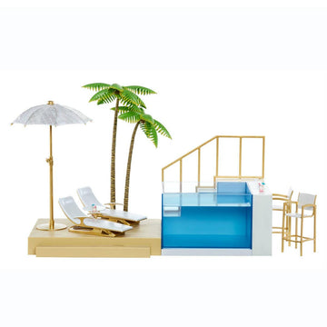 Rainbow High Color Change Playset: 7-in-1 Light-Up Multicolor Changing Pool, Adjustable Umbrella, and Pool Accessories. Fits 7 Fashion Dolls, Toy Gift