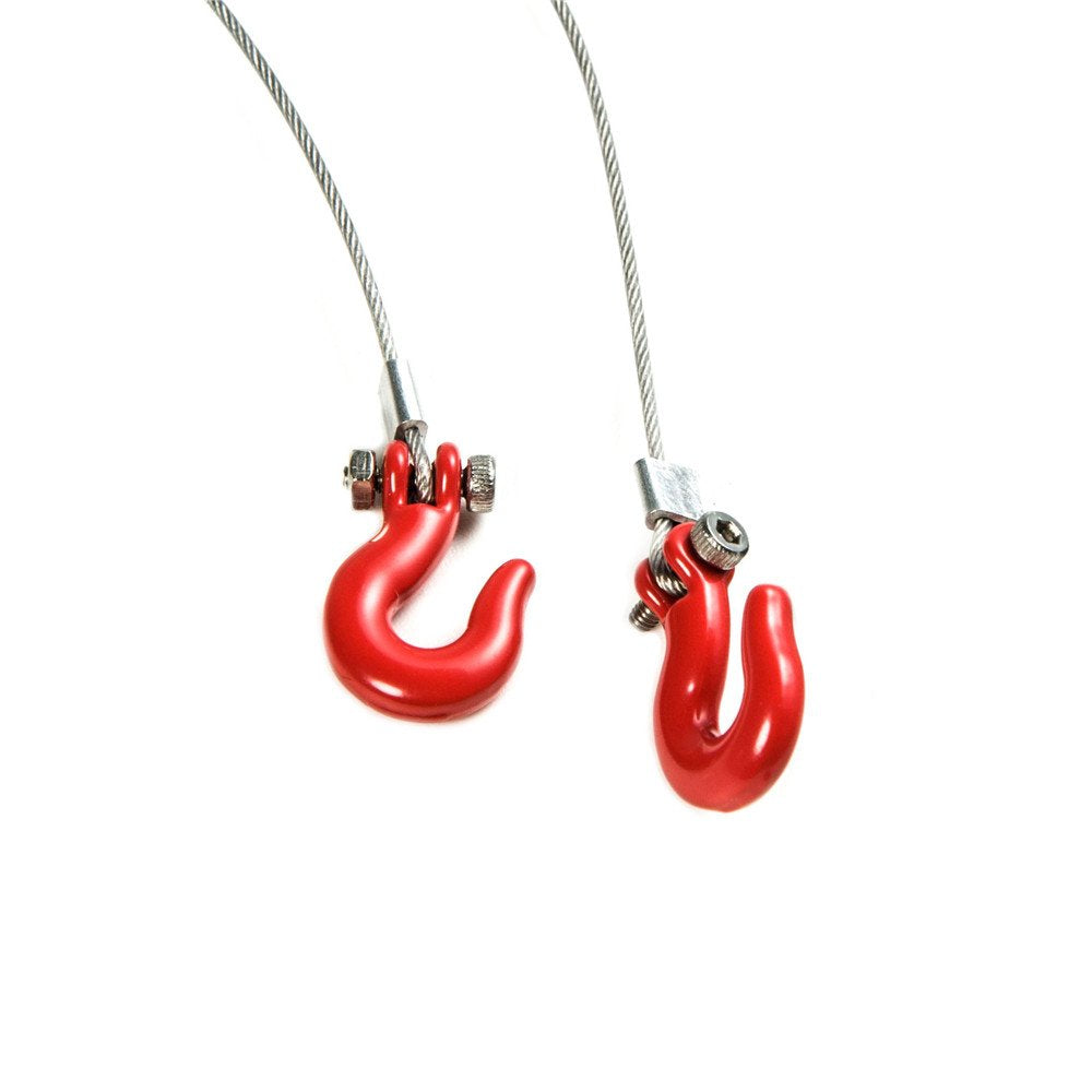 RCLions 1/10 RC Crawler Accessories Steel Tow Rope with Hooks for SCX10 Trx4 CC01 D90 RC Buggy Truck Car Parts (Red)