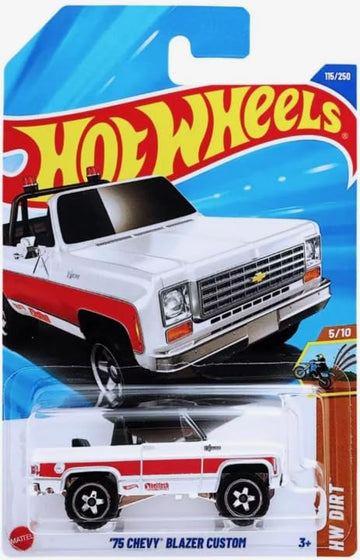 Hot Wheels '75 Chevy Blazer Custom [White] HW Dirt 5/10, 115/250, 1:64 Scale Diecast Vehicle
