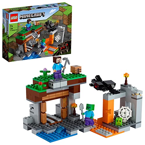 Lego Minecraft The Abandoned Mine Building Toy, Zombie Cave with Slime, Steve & Spider Figures, Gift idea for Kids, Boys and Girls Age 7 Plus 21166