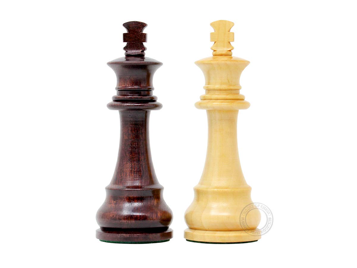 House of Chess - Tournament Chess Set Pieces - Unique Staunton Ringy Rosewood/Boxwood Chess Pieces - King Height: 3.75" (95 mm) - 2 Extra Queens