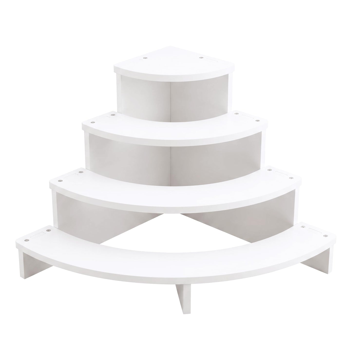 2PCS Tier Corner Shelf Display Riser for Figurines - Curved Wooden Display Shelf for Mini Figures, Collectibles, Space Saving Desktop Display Stand