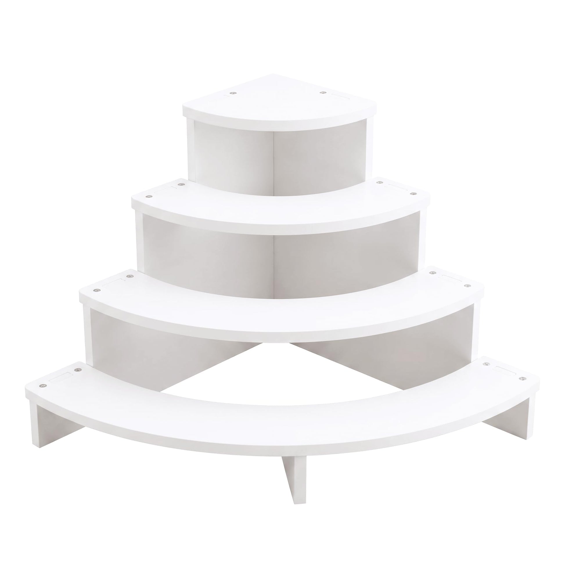 2PCS Tier Corner Shelf Display Riser for Figurines - Curved Wooden Display Shelf for Mini Figures, Collectibles, Space Saving Desktop Display Stand