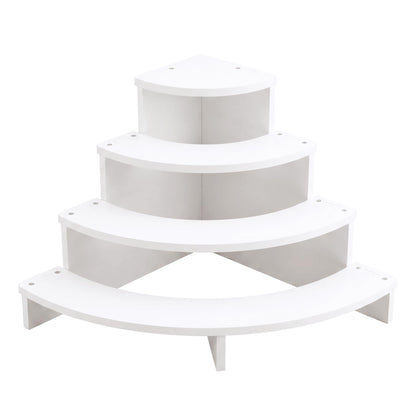 2PCS Tier Corner Shelf Display Riser for Figurines - Curved Wooden Display Shelf for Mini Figures, Collectibles, Space Saving Desktop Display Stand