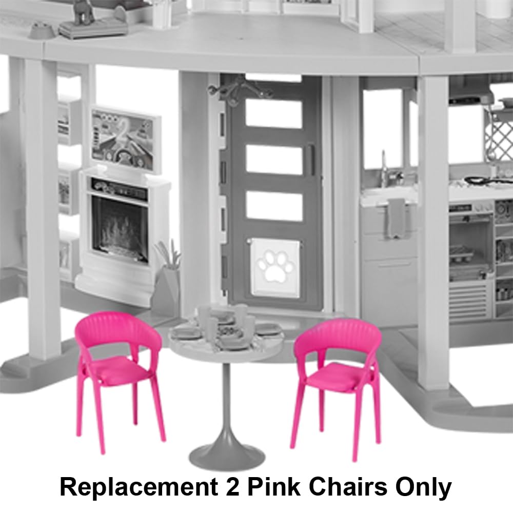 Replacement Parts for Barbie Doll Dreamhouse Doll House Playset HMX10 - Replacement Set of 2 Two Pink Chairs