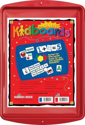 Barker Creek Learning Magnets Red Kidboard, Colorful and Durable Magnetic-Receptive Tray, Stackable for Easy Storage, 9" x 13" (2913)