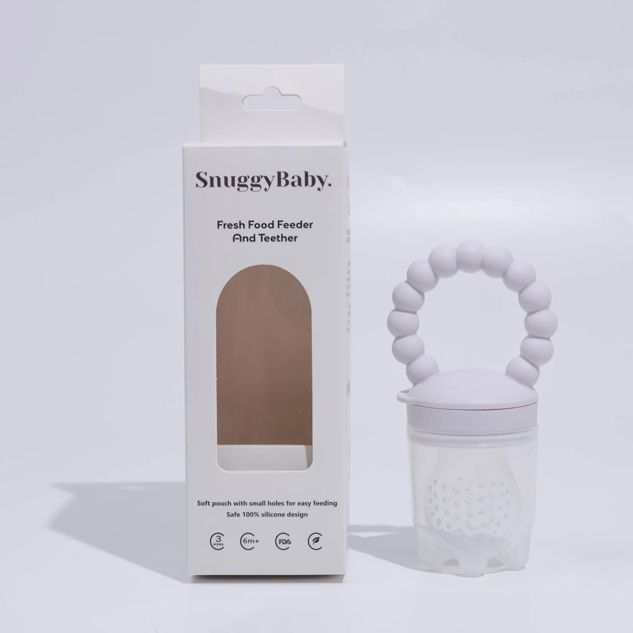 SnuggyBaby Fresh Food Feeder & Teether - 100% Food-Grade Silicone, BPA-Free, Ergonomic Grip, Mesh-Free, Easy-to-Clean, Introduce Solids Safely