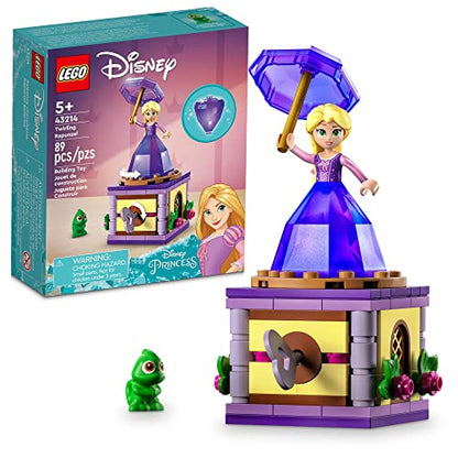 LEGO Disney Princess Twirling Rapunzel 43214 Building Toy with Diamond Dress Mini-Doll and Pascal The Chameleon Figure, Wind Up Toy Rapunzel, Disney