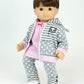 Sophia's Baby Doll Outfit Includes Panda Bear Hooded Sweatshirt, Pink Tunic, and Gray Polka Dot Leggings 3 Piece Set for 15" Dolls, Pink/Gray