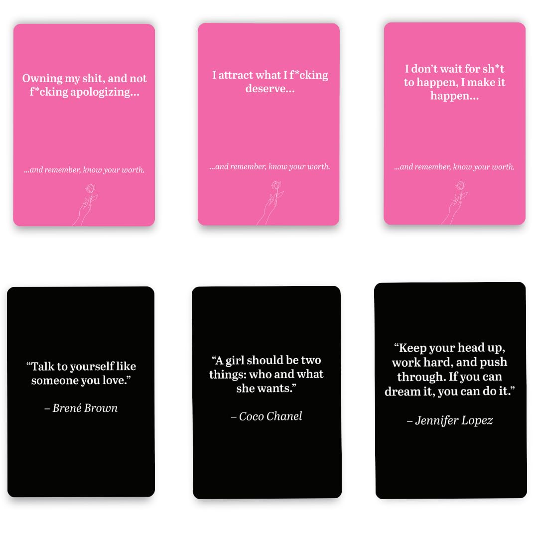 Viral Studios Know Your Worth - 75 Daily Affirmation Card Deck for Confidence, Self-Love & Empowerment - Motivational Cards with Quotes for Women