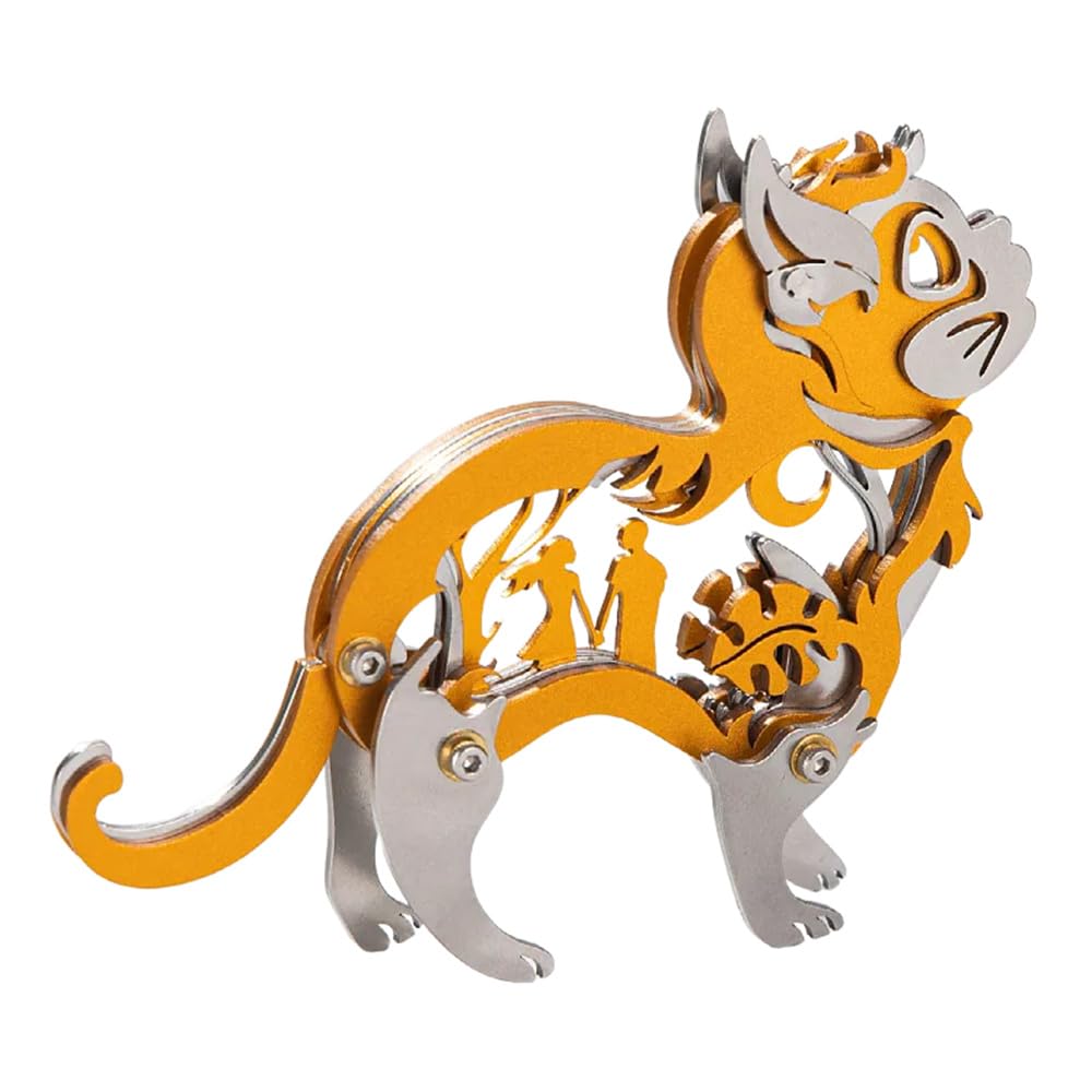Mokrdomain Dream Cat 3D Metal Puzzle, Orange, 37 Pieces