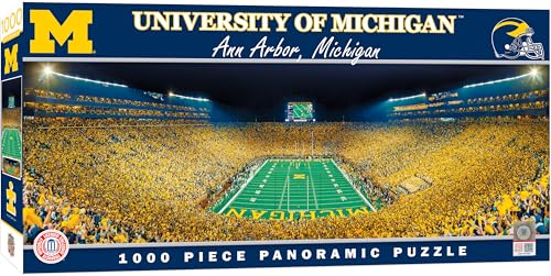 MasterPieces - 1000 Piece Jigsaw Puzzle, NCAA Michigan Wolverines, Panoramic Football Stadium View, Fun for Adults and Family, 13"x39"