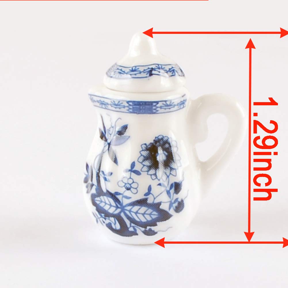 BAENRCY 1 Set 15 Pieces 1:12 Ceramics Tea Cup Set Lovely Dollhouse Decoration Set Dollhouse Kitchen Accessories(#4)