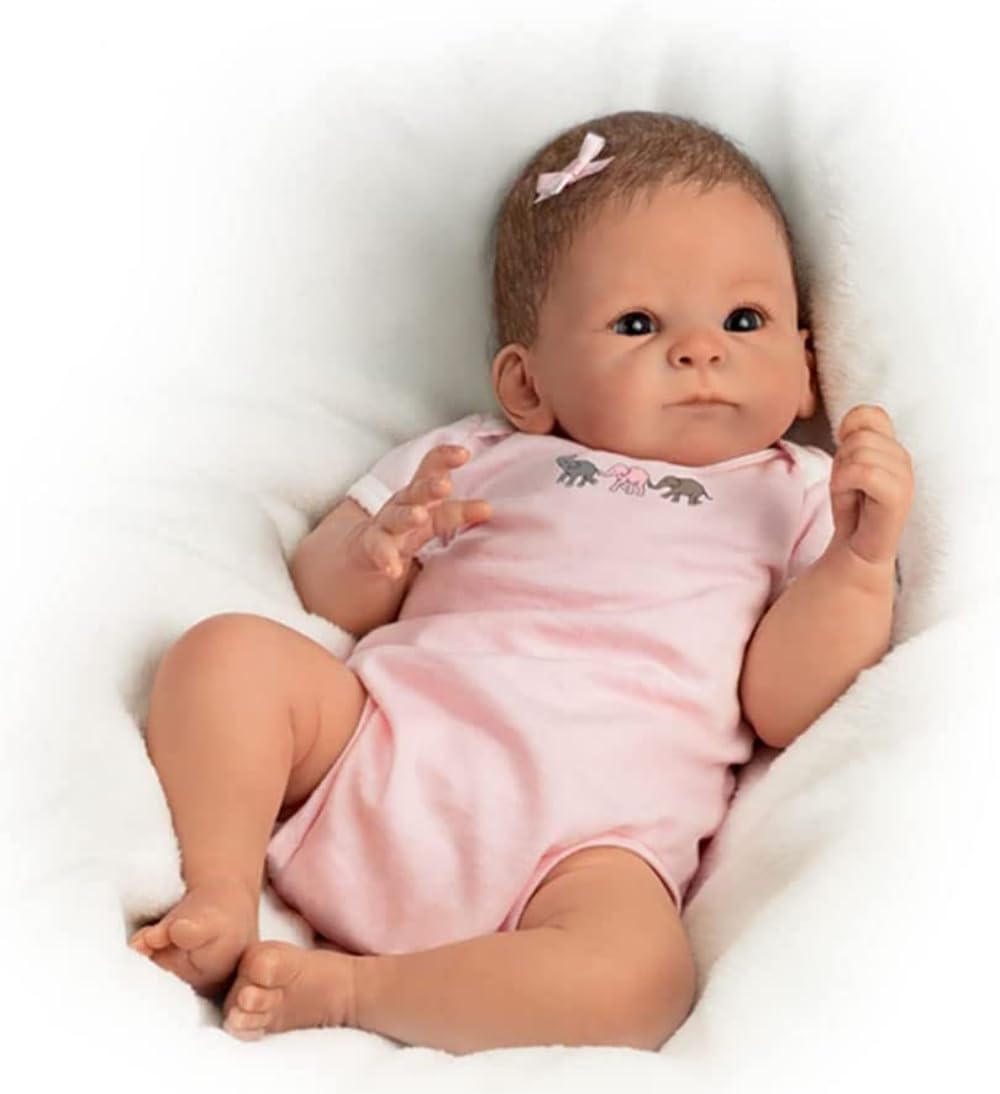 The Ashton-Drake Little Peanut Reborn Baby Doll by Tasha Edenholm, 17 inches, RealTouch Soft Vinyl Skin, Poseable and Lifelike with Cloth Body