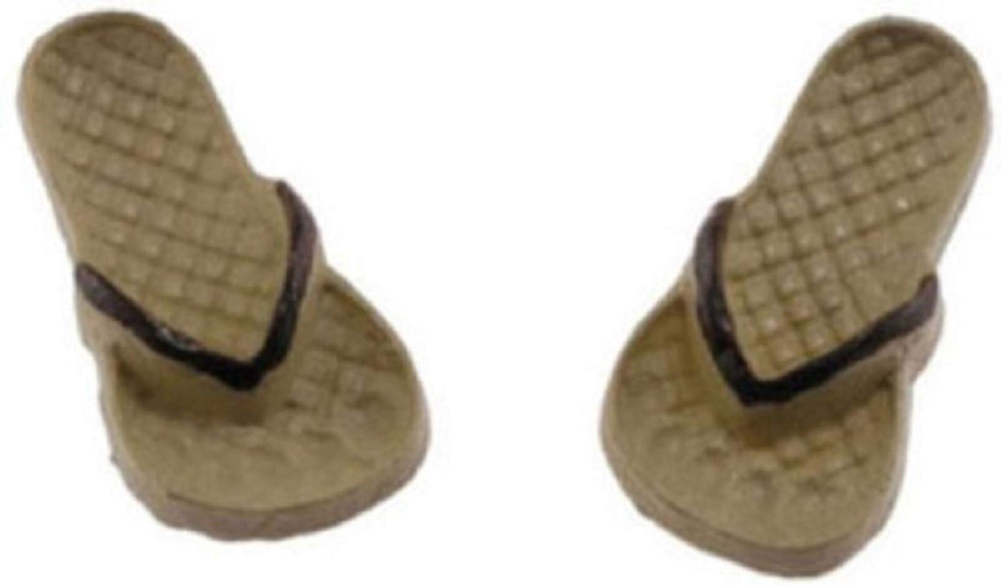 Handley House Dollhouse Miniature Tan & Brown Flip Flops