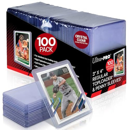 Ultra PRO 3" x 4" Clear Regular Toploaders for Cards with Card Sleeves Bundle Standard Size 100ct Trading Baseball Toploader Card Sleeve Protectors