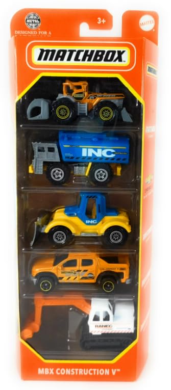 Matchbox Utility/Emergency Random 5 Pack! (Police, Ambulance, Construction, etc.) Assorted Variety Mystery Bundle [No Duplicates!] [Styles May Vary]