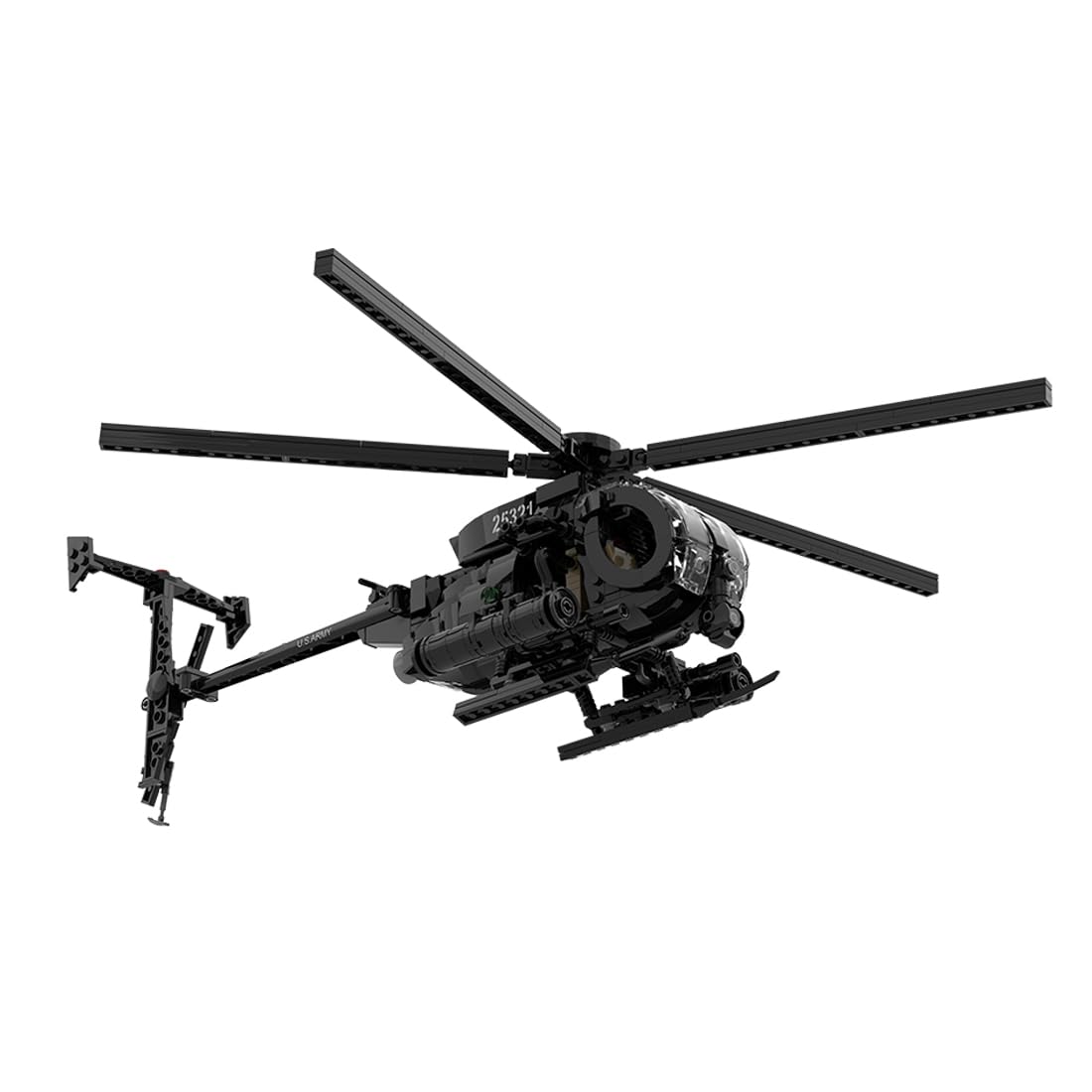 BrickCraftWorks MH-6 Little Bird Helicopter Model Building Blocks Set, Military Helicopter Model to Build and Display, Creative Interactive Building