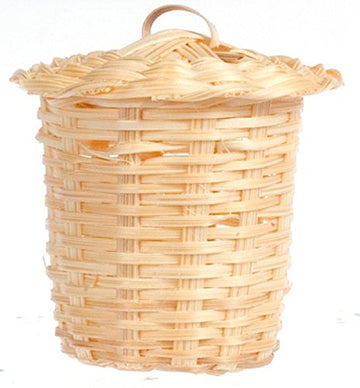 International Miniatures by Classics Dollhouse Miniature Straw Laundry Basket with Lid