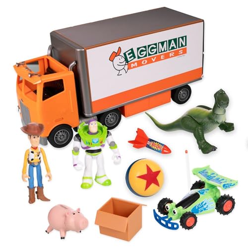 Disney Store Official Toy Story Moving Truck Vehicle Play Set - Eggman Movers Truck with Trailer, Andy's Room, Woody, Buzz Lightyear, Rex, RC, & Hamm