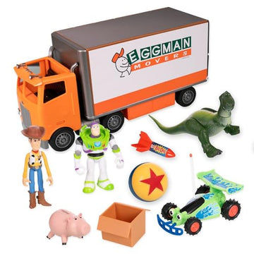 Disney Store Official Toy Story Moving Truck Vehicle Play Set - Eggman Movers Truck with Trailer, Andy's Room, Woody, Buzz Lightyear, Rex, RC, & Hamm