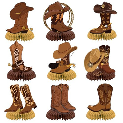 9 Pcs Western Party Decorations Western Cowboy Boot Centerpieces for Tables Cowboy Table Decorations Western Table Decor Supplies