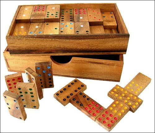 Wooden 56 Piece Thai Dominoes Double 9 Box Set Game Made From Thailand by Thai Craft