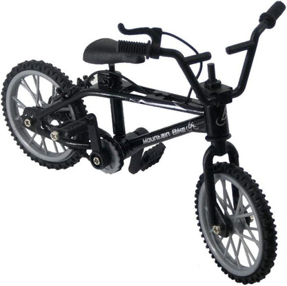 Black 1/18 Diecast Bike Action Figure Toy,Mini Finger Mountain Bike Bicycle Art Crafts Desktop Decor Finger Bikes