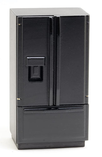 Dollhouse Miniature Black Refrigerator with Freezer on Bottom