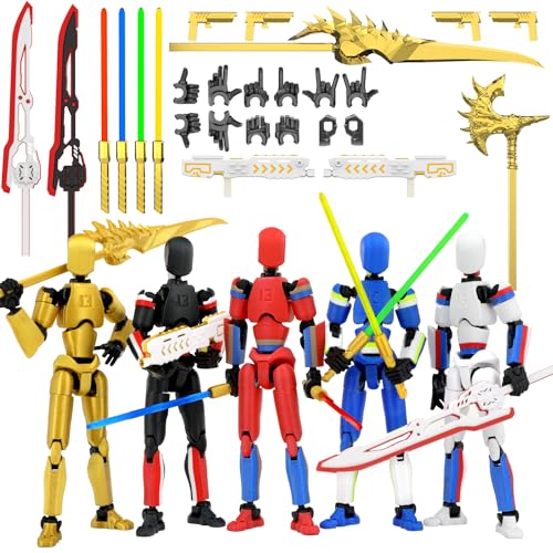 Falandi 5-Pack Titan 13 Action Figure, 3D Printed Multi-Colored T Dummy 13