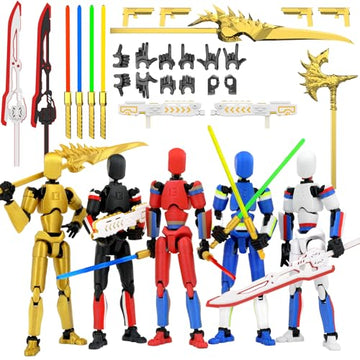 Falandi 5-Pack Titan 13 Action Figure, 3D Printed Multi-Colored T Dummy 13
