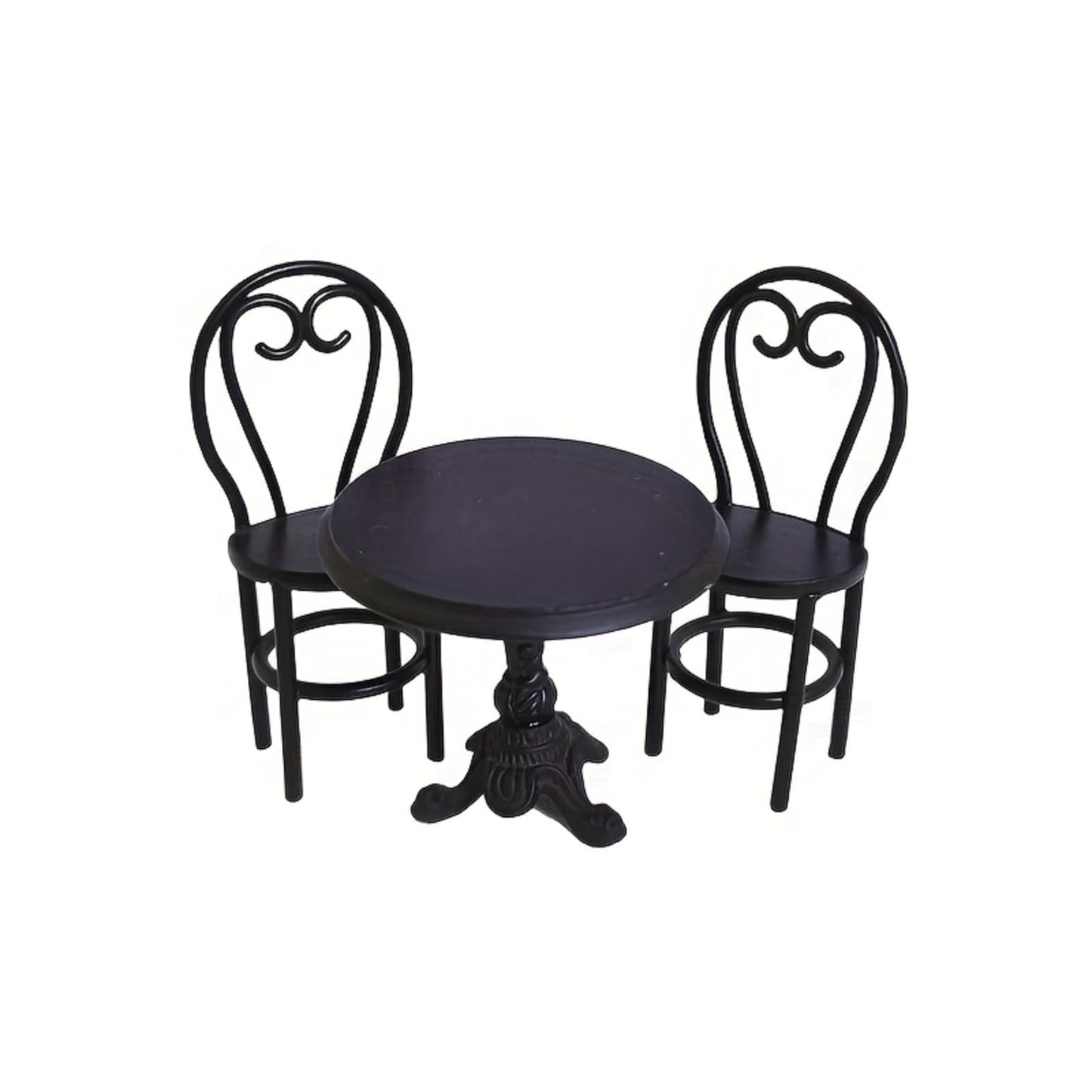 1:12 Miniature Dining Table and Chairs Set, Set of 3 Dollhouse Furniture, Decoration in Miniature (Black)