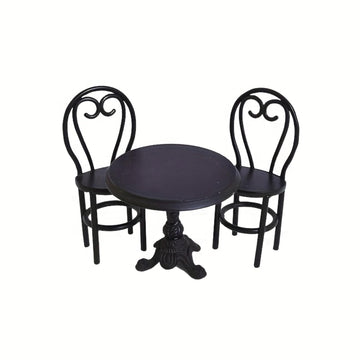1:12 Miniature Dining Table and Chairs Set, Set of 3 Dollhouse Furniture, Decoration in Miniature (Black)