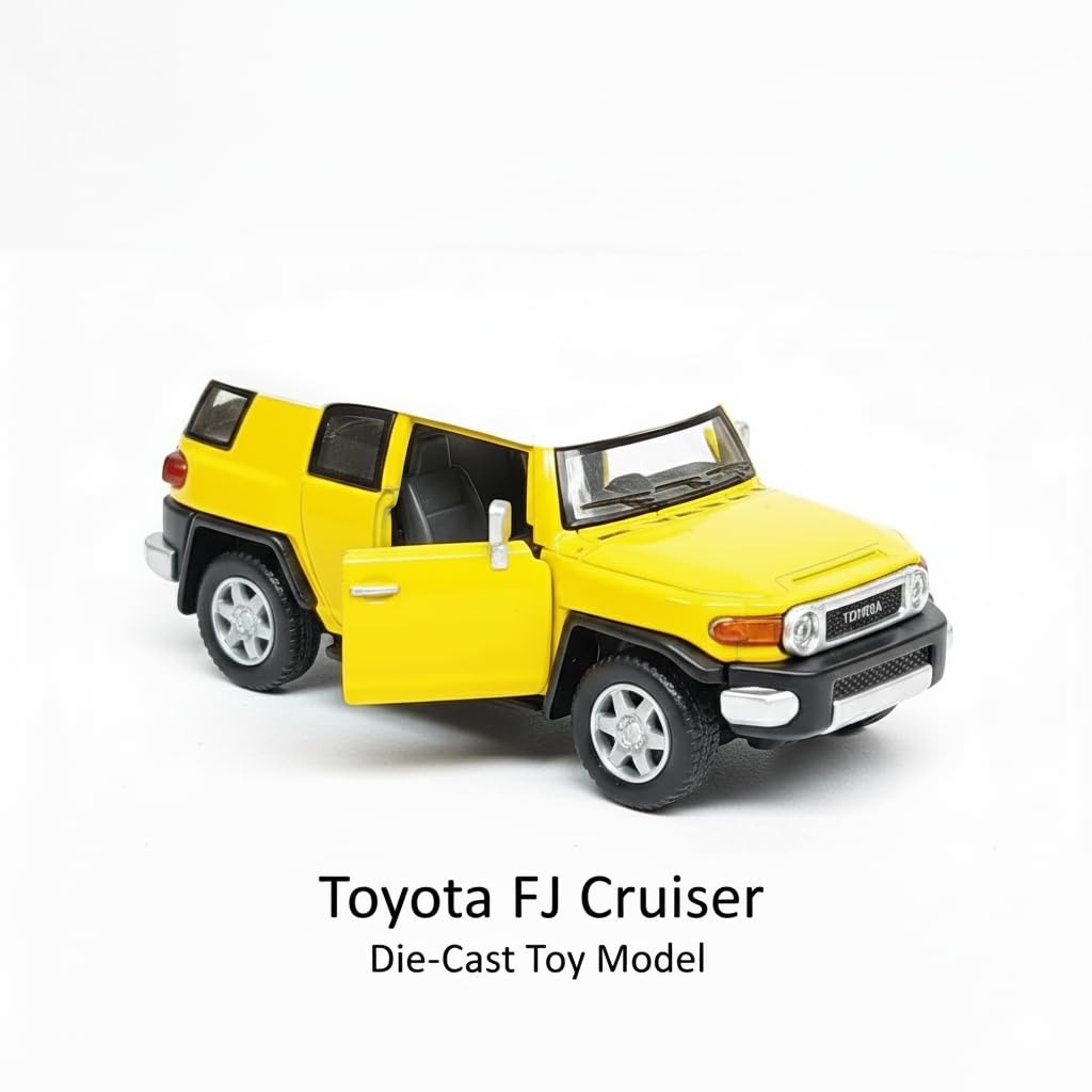 Kinsmart Canary Yellow Toyota FJ Cruiser SUV 136 Scale Diecast Car, SMALL
