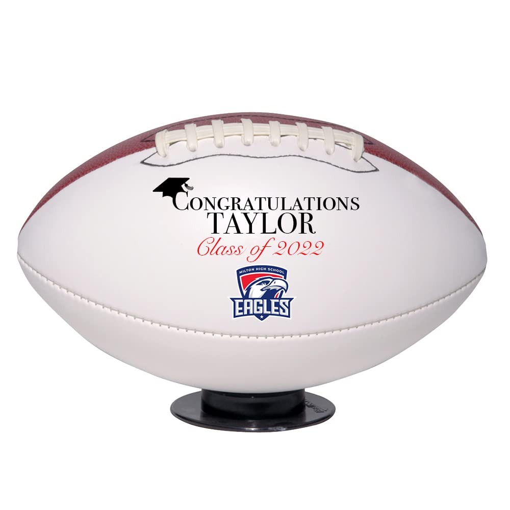 Ballstars Custom Personalized Graduation Football (Mini Size 6” Size 1, with Base)