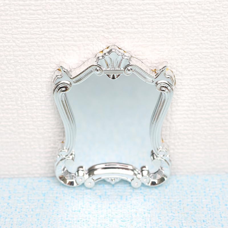 Miniature Wall Mirror, 1:12 Scale, Antique Accent Piece Design Mirrored Frame, Decorative Fashion Mirrors