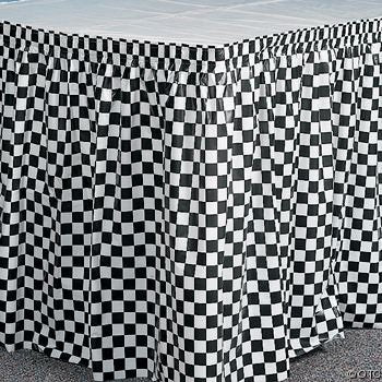 Creative Converting Plastic Table Skirt, 14-Feet, Black Check
