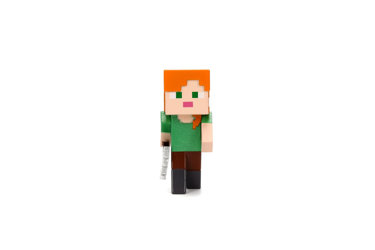 Jada Minecraft Metalfigs 4-Pack - 2.5” Die-Cast Collectible Figures Toys - Wave 4 Set Featuring Steve with Sword, Alex with Axe, Skeleton & Villager