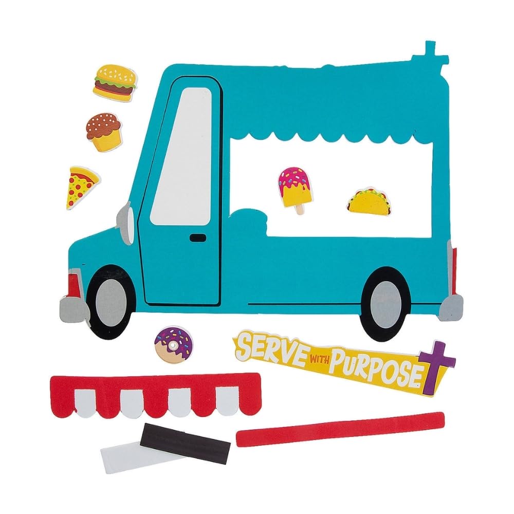 Fun Express Food Truck VBS Picture Frame Magnet Craft Kit - VBS Vacation Bible School Supplies/Decor - Makes 12
