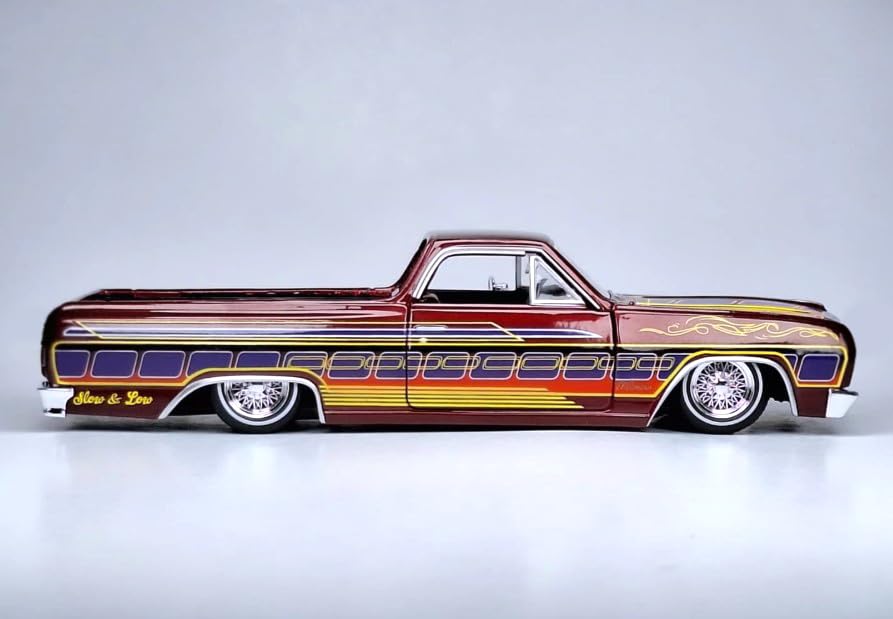 1965 El Camino Lowrider Candy Red Metallic with Graphics Lowriders Series 1/25 Diecast Model Car 32543CRD