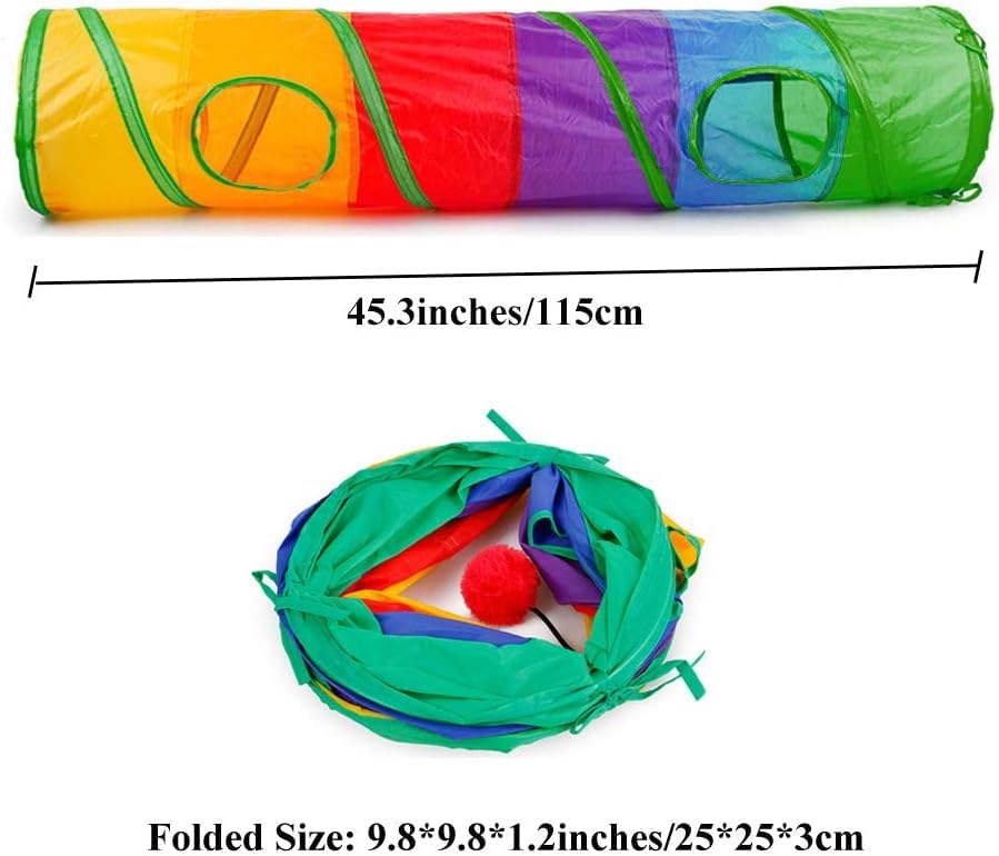 Cat Tunnel Toy with Hanging Ball, Cat Tunnel，Cat Tunnels for Indoor Cats