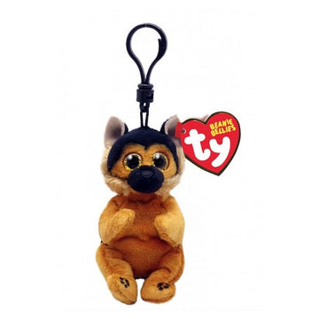 Ty Beanie Bellies Clips Plush Key Ring Ace The German Shepherd with Golden Glitter Eyes, Plush Animals with Soft Belly 12 cm T43110