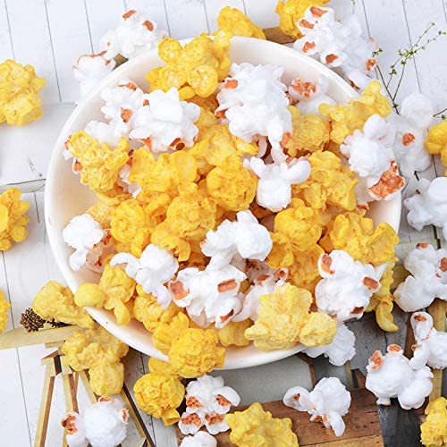 Hiawbon 30 Pcs Artificial Popcorn Miniature Resin Popcorns Handicraft Accessories for DIY Mini House Kitchen Bracelets Ecklace Earring Key Chain