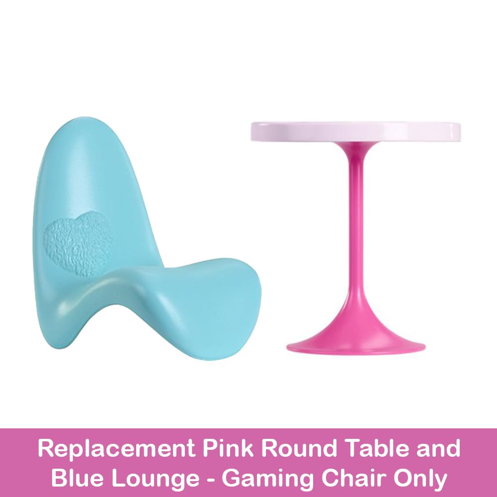 Replacement Parts for Barbie Doll Dreamhouse Doll House Playset HMX10 - Replacement Pink Round Table and Blue Lounge - Gaming Chair